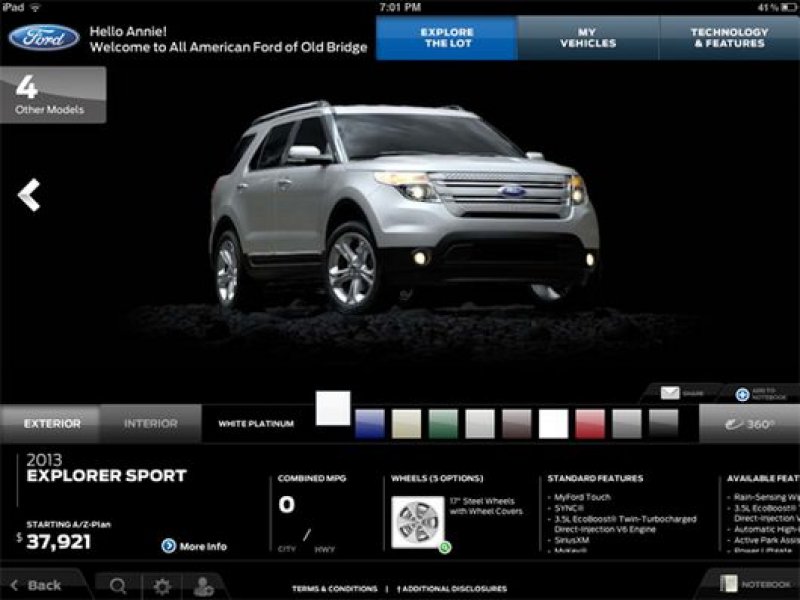 Ford lança aplicativo de iPad para concessionárias nos EUA