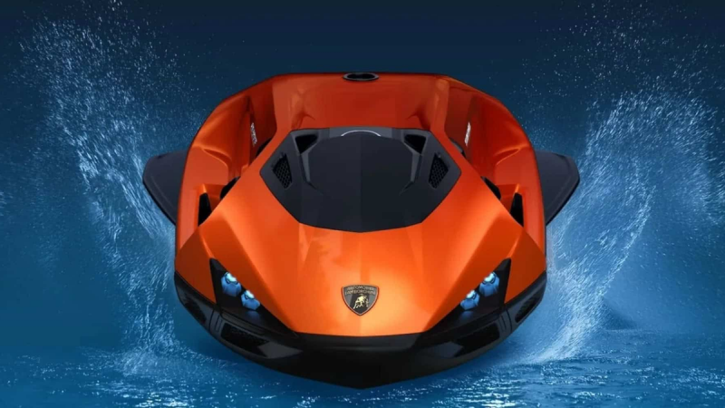 Lamborghini apresenta jet aquático elétrico que parece supercarro na água